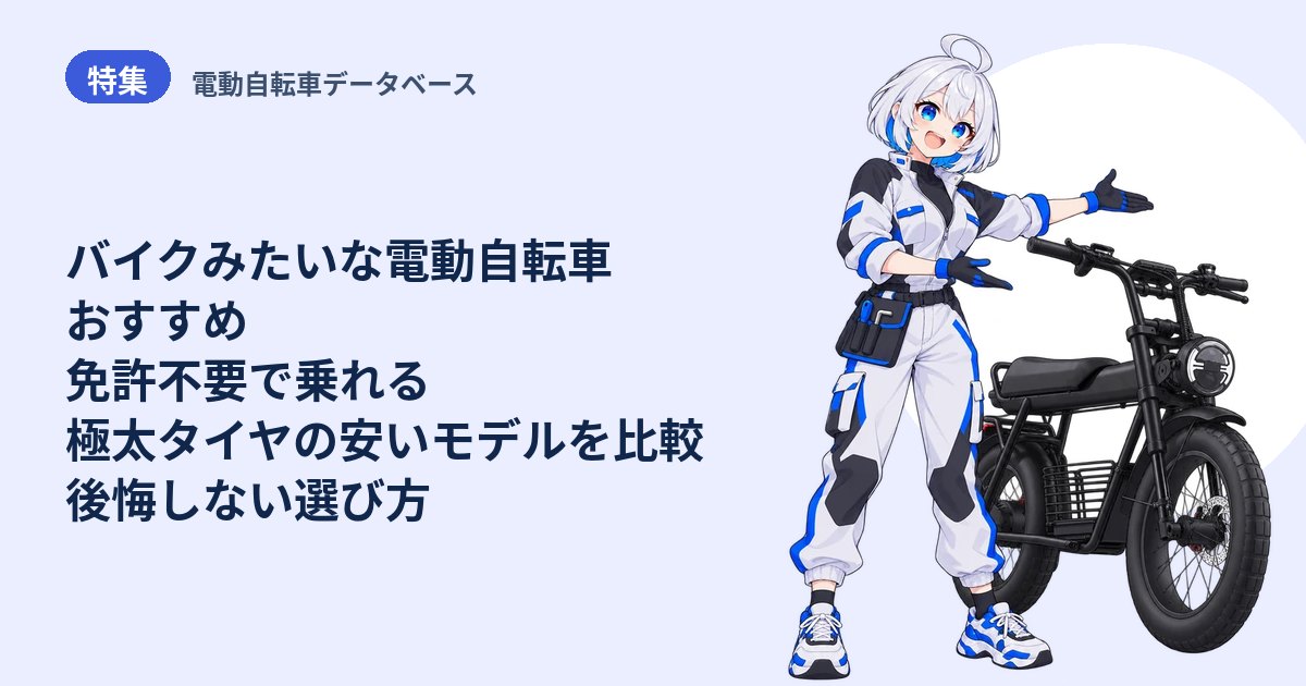 バイクみたいな電動自転車おすすめ 免許不要で乗れる極太タイヤの安いモデルを比較 後悔しない選び方